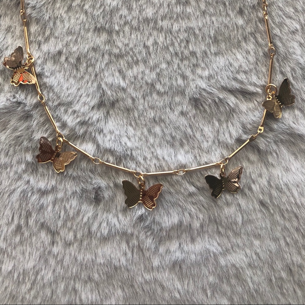 Gold butterfly necklace